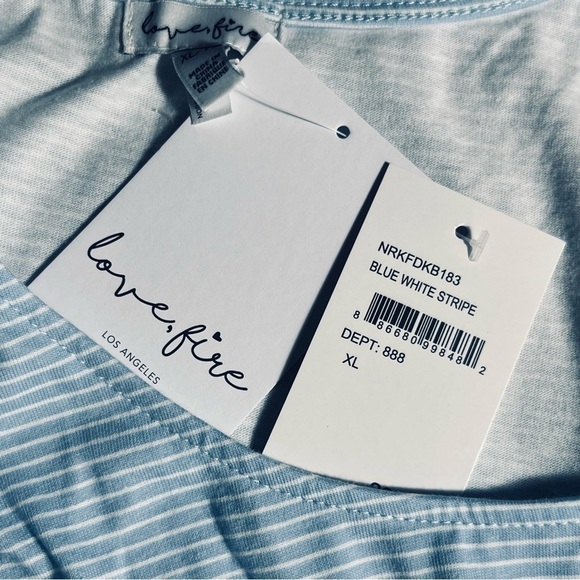 LOVE,FIRE baby doll dress tiered sleeveless a-line striped blue white size XL - Picture 13 of 15